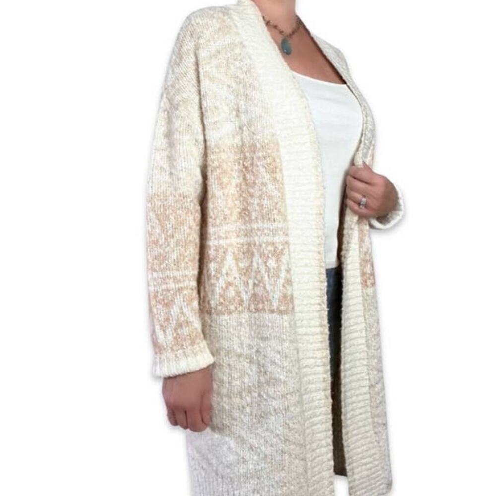 Joie Cardigan Open Front Longline Nordic Knit XS